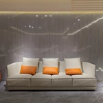 Dove Gray Leather Sofa Set with Piped Edge Craftsmanship, Diamond Quilted Accents & Natural Wood Veneer